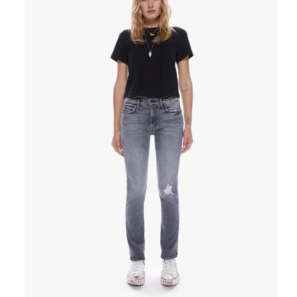 MOTHER SUPERIOR The Flirt Jeans Womens SZ 31 Hell Yeah Black Distressed Straight